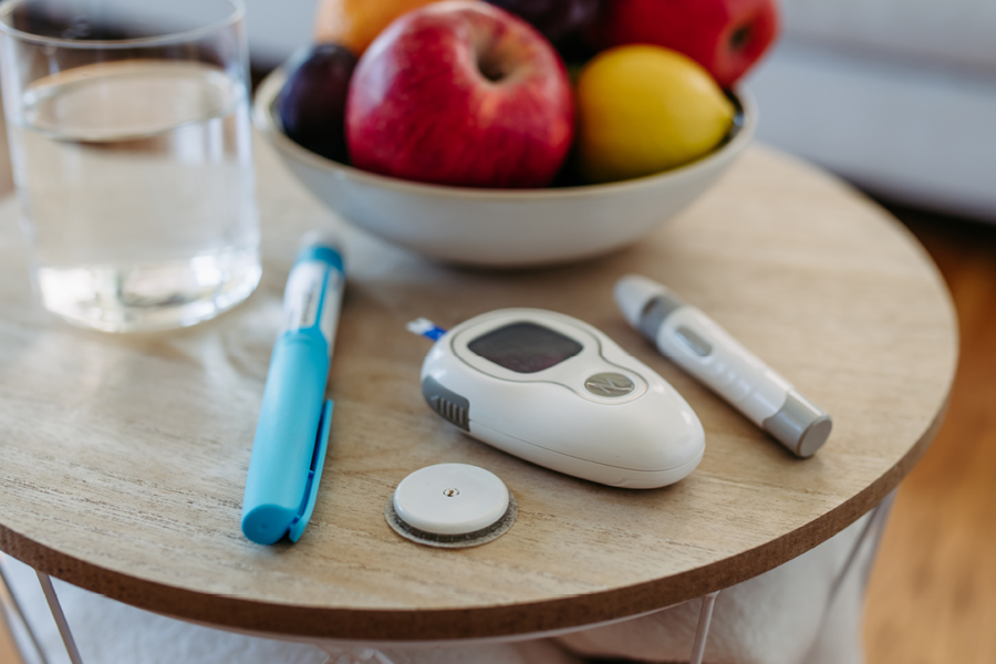 Diabetes materials on a table, ready to be used,