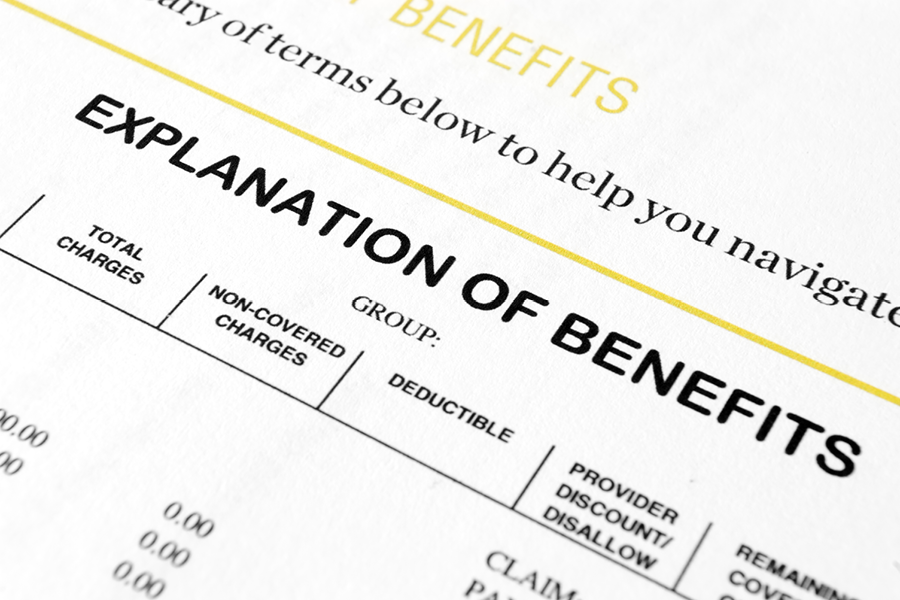 Explanation of benefits form.