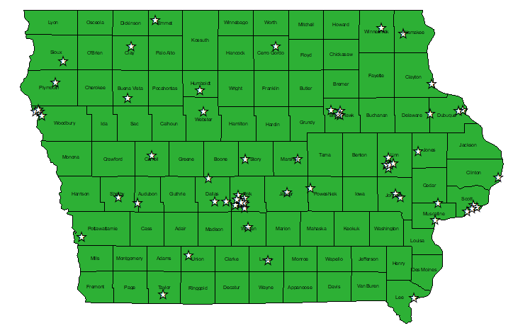 Map of locations of all non-profits