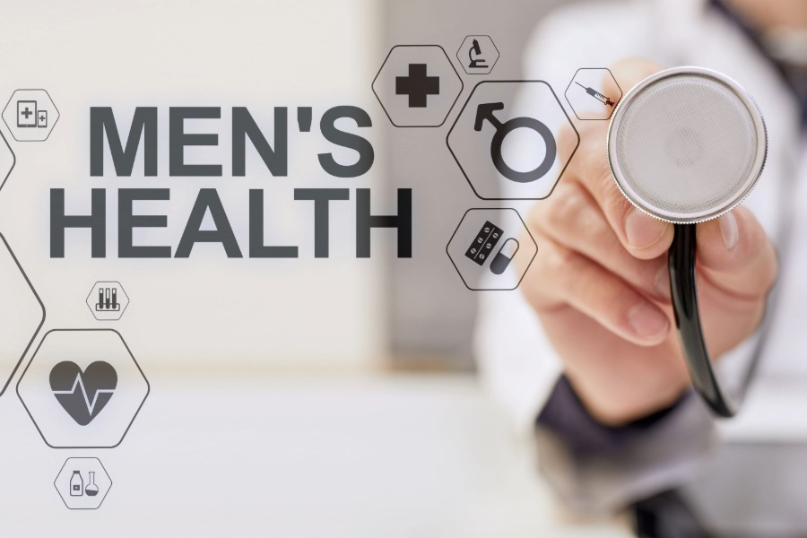 text men's health with doctor and stethoscope