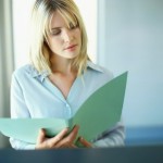 lady reading a file